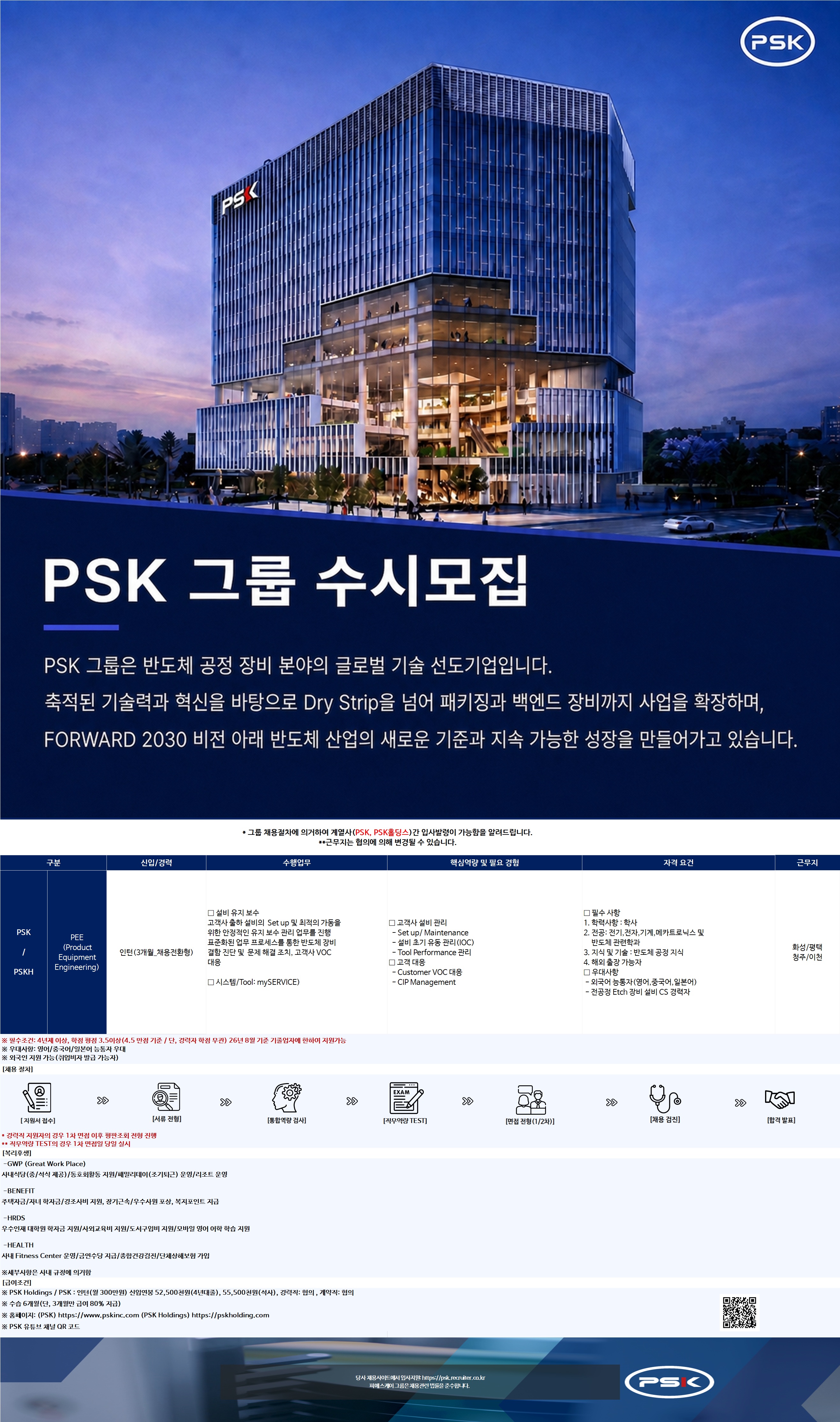 PSK 9월 PEE 채용 전환형 인턴 모집 채용공고